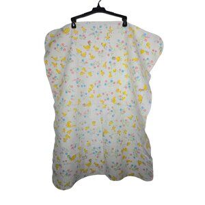 Vintage Chatham Baby Receiving Blanket Yellow Ducks & Flowers Vtg Nursery Floral